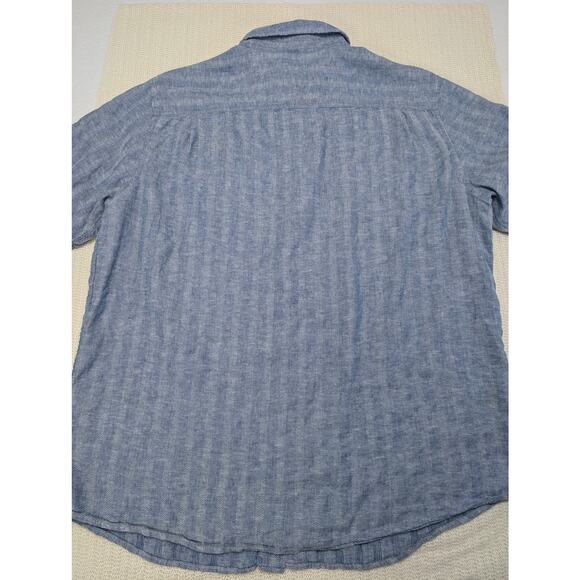 Weatherproof Vintage Men's Short Sleeve Blue Button Down Washable Linen XL - Picture 4 of 5